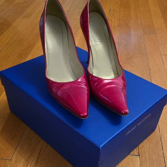 Stuart Weitzman Red Quasar Heels - Picture 1 of 9